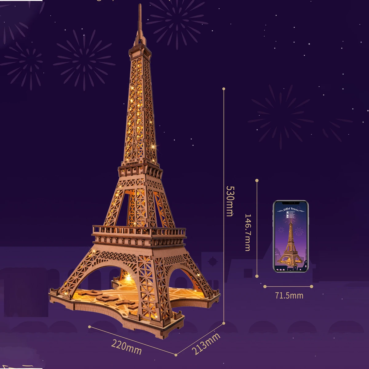 Robotime 3D Puzzle Game Night of the Eiffel Tower 1:638 modelli per bambini kit di artigianato fai da te per adulti regalo fai da te con luce