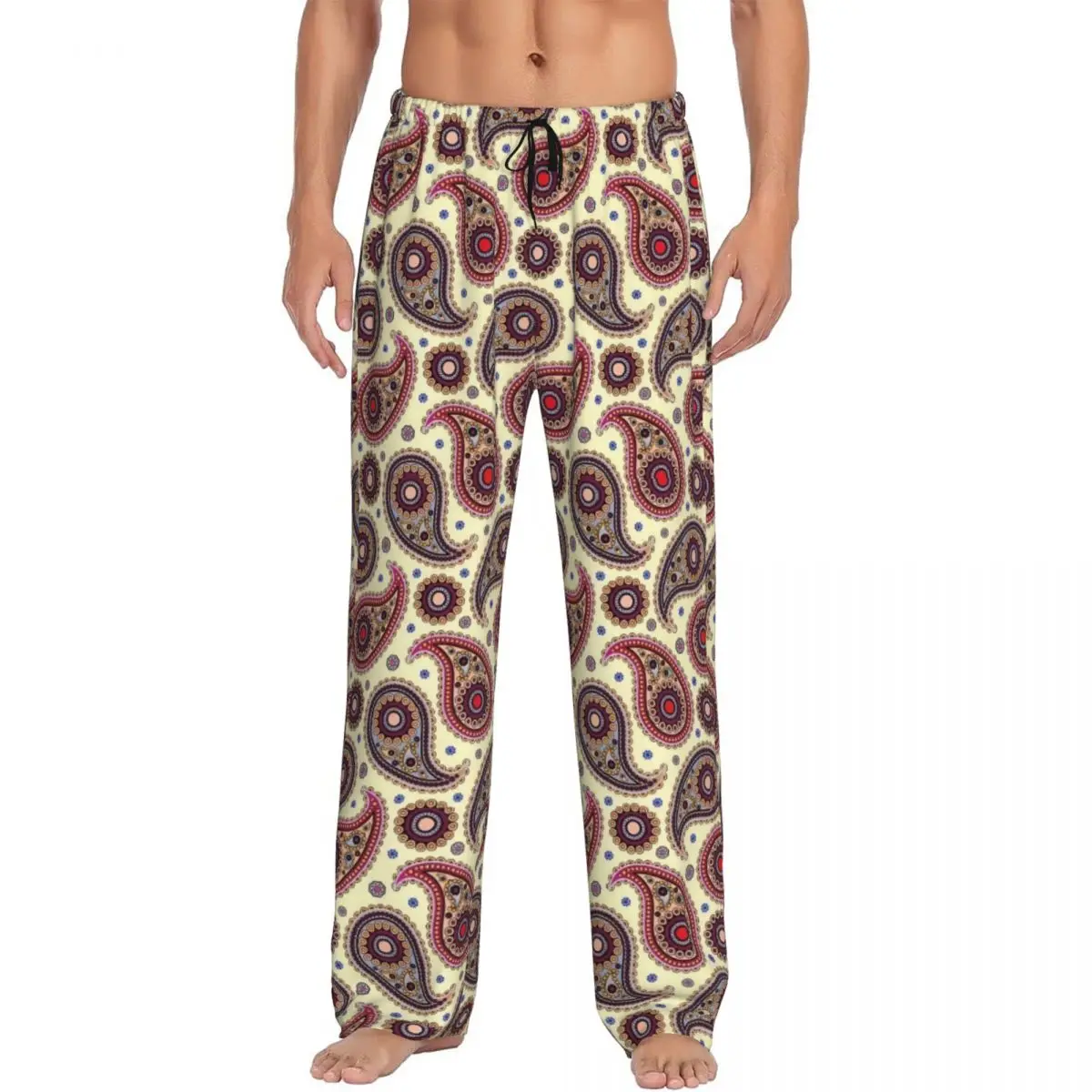 

Custom Men's Paisley Pajama Pants Printed Floral Pattern Sleep Sleepwear Bottoms with Pockets
