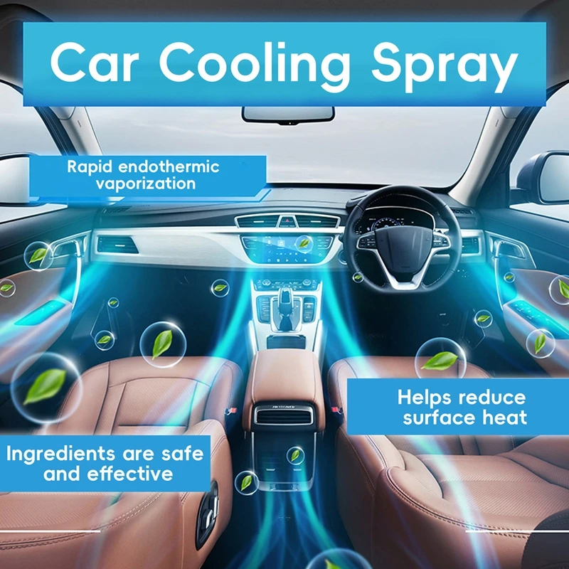 50ml Car Cooling Spray Cooling Agent Ingredient Safety Summer Cool Comfortable Driving Car Cooling Spray Summer Rapid Cooling