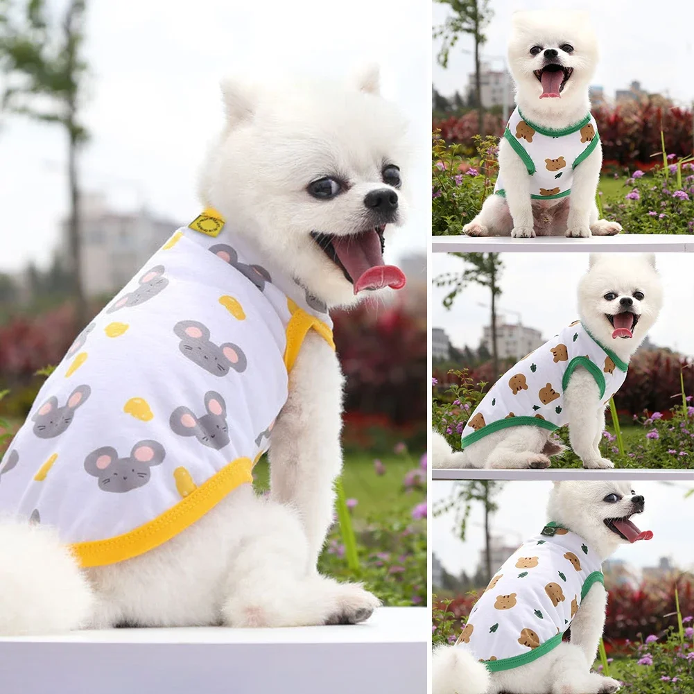 Pet Dog Clothes Puppy Summer Vest Thin Pomeranian Jumper Bear Print T-shirt Teddy Cartoon Clothing Dog Products S-6XL