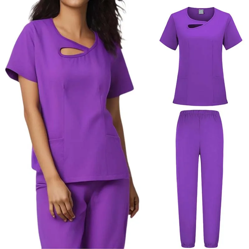 Customizable LOGO New Design Hospital Scrubs Set Spandex And Stretch Medical Uniforms Nurse Uniform Fit Scrubs Women Scrubs Sets