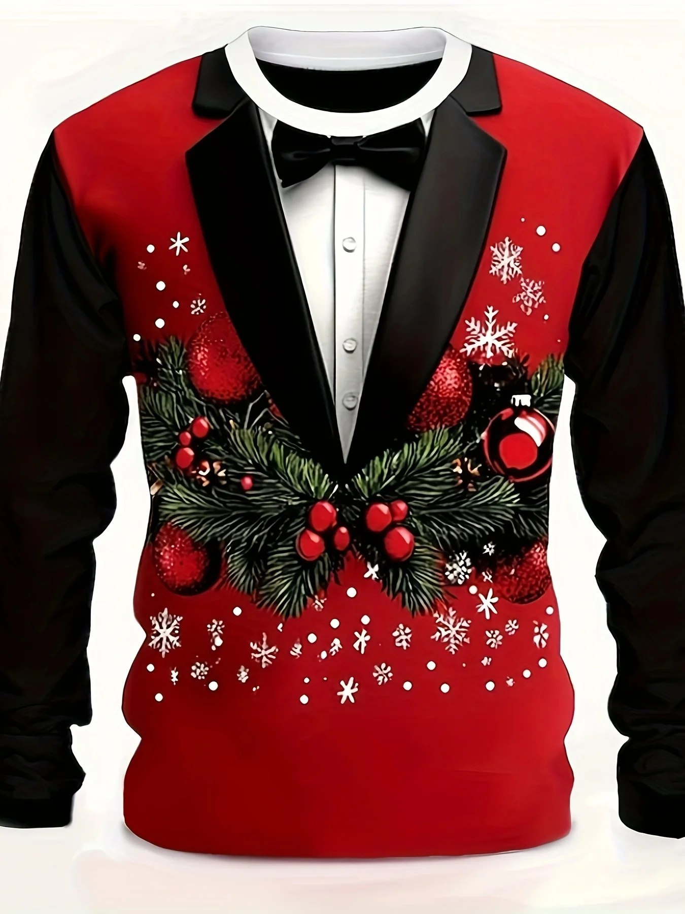 2026 new selling 3D printed men's long sleeved Christmas pattern suit streetwear men's round neck plus size T-shirt for parties