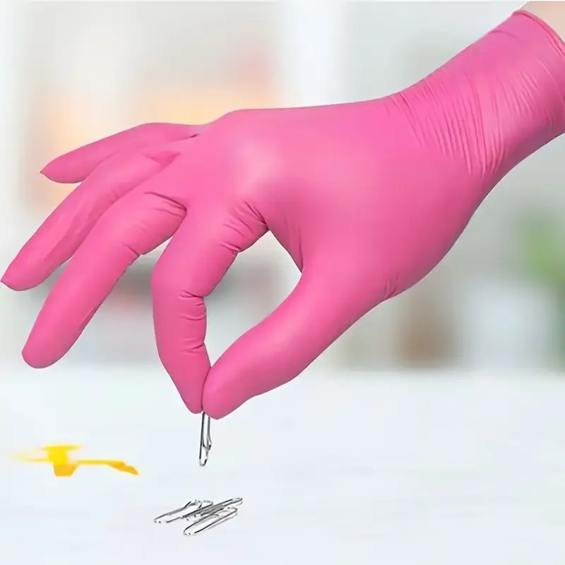 20/50/100PCS Pink Nitrile Gloves Disposable Hair Grooming Gloves for Pet Care Household Cleaning Kitchen Beauty Nail Powder Free