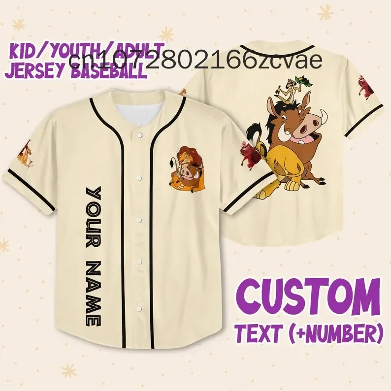 Disney The Lion King Mufase And Simba Baseball Jersey Free Customized Name for Men and Women's Casual Baseball Shirts