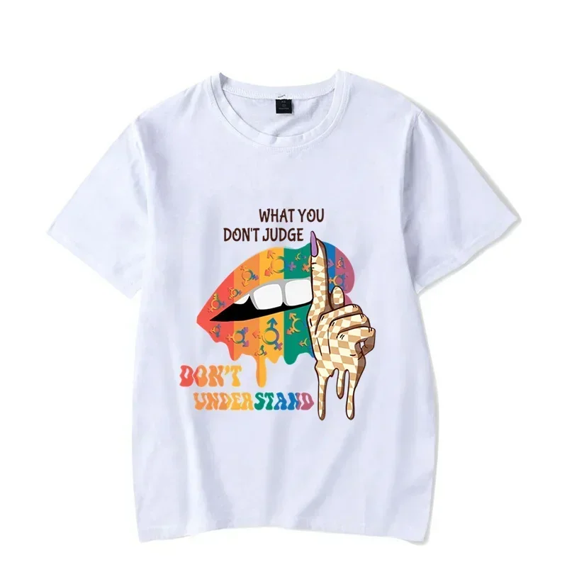 Don't Judge What You Don't Understand T Shirts T Shirt Unisex Harajuku Oversized T Shirt Rainbow Lips Tees Top