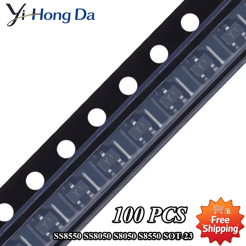 100PCS SS8550 SS8050 S8050 S8550 SOT-23 corresponding silk-screen Y2 Y1 J3Y 2TY Transistor SMD