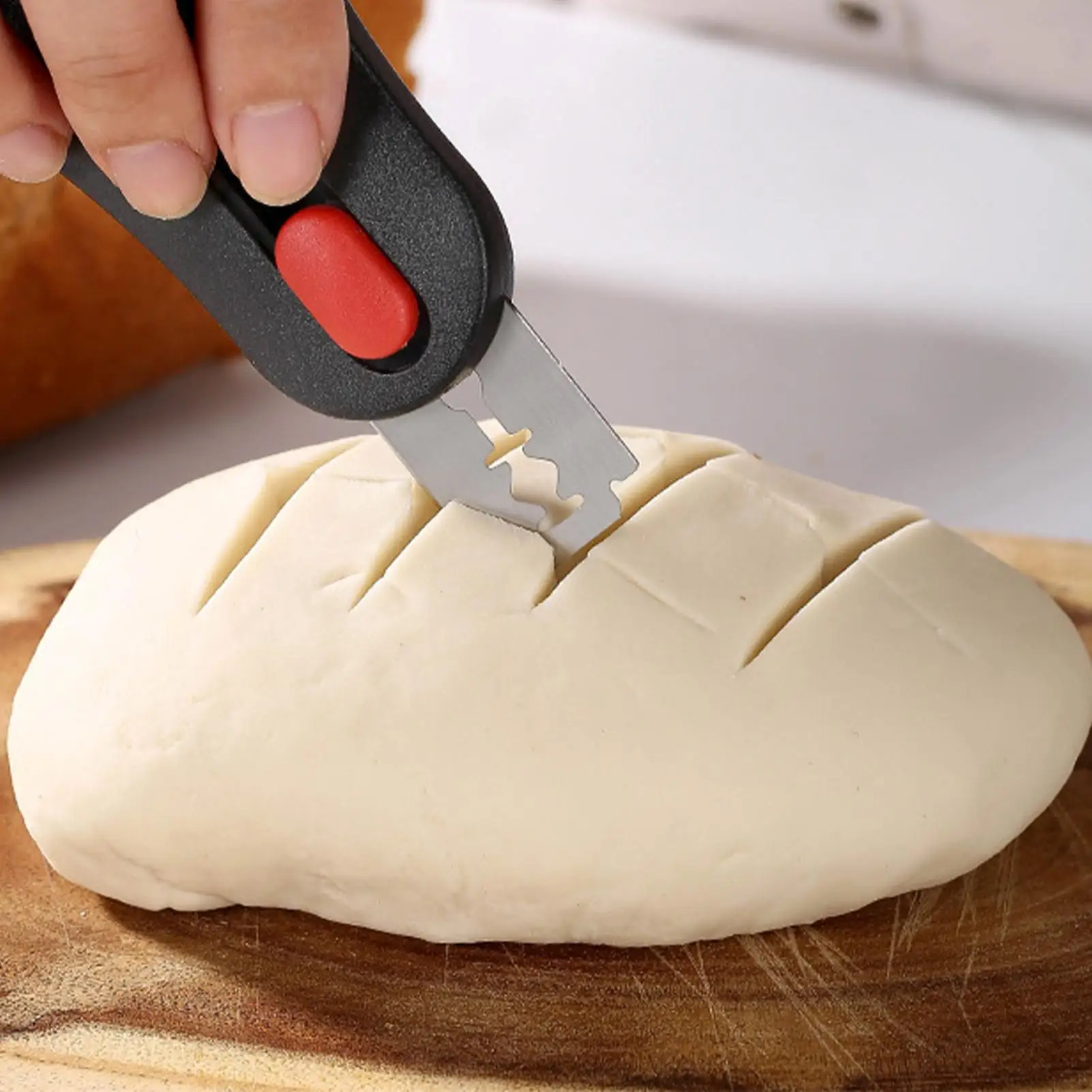 Cuchillo para cortar pan de masa madre, herramienta para hacer ranuras en el pan, seguro para panaderos, fácil de usar, cuchillo afilado para cortar masa, herramienta de cocina para el hogar