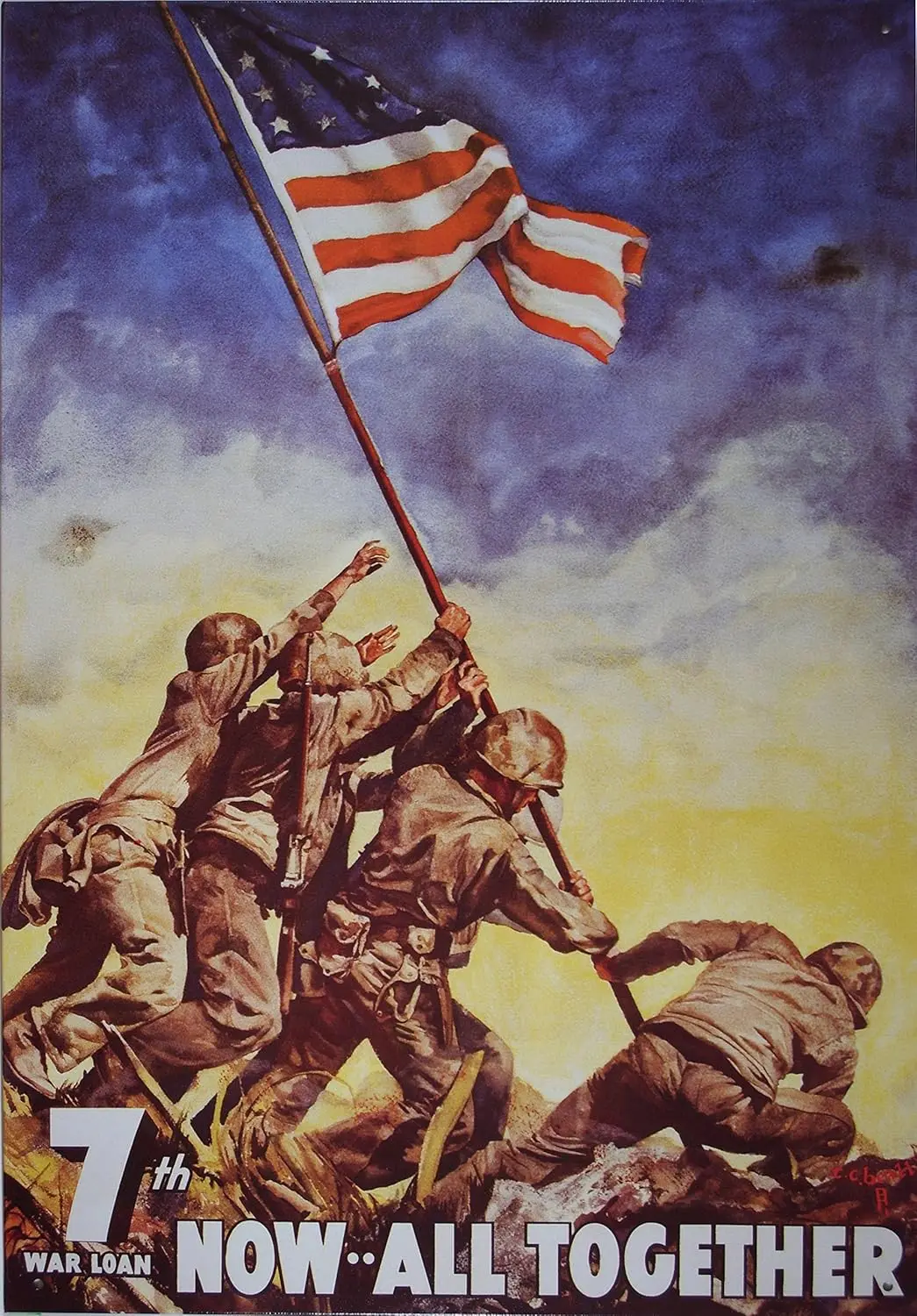 Poster Discount WW II War Bonds Iwo Jima Sign Metal-Tin Signs, 13x16