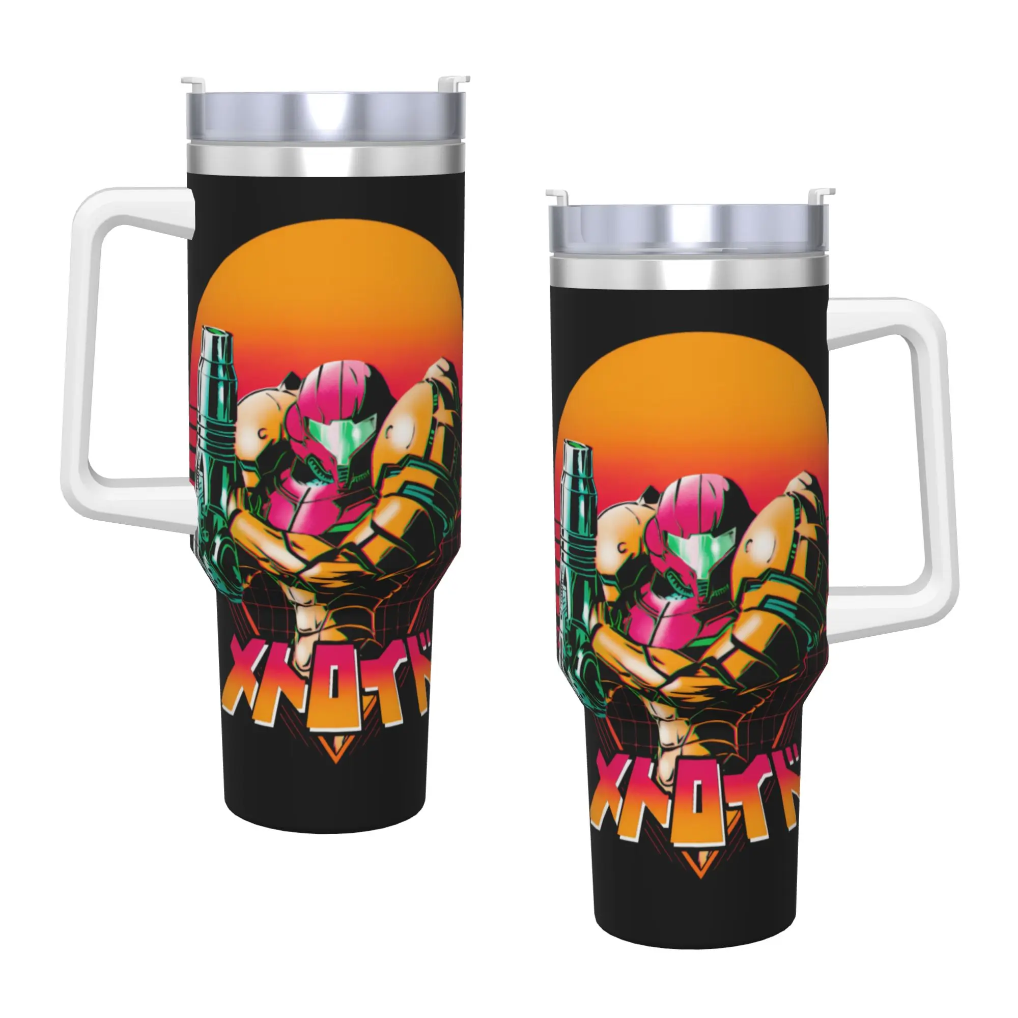 Metroids Hero Game Samus Stainless Steel Tumbler Car Mugs Large Capacity Thermal Cups Keep Heat Hot Drinks Milk Tea Water Bottle
