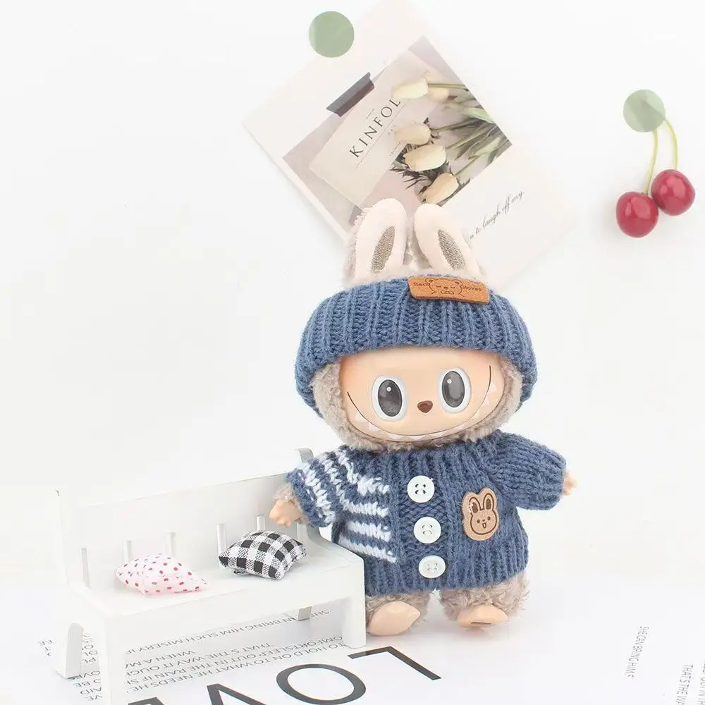 귀여운 인형 액세서리 옷 바디슈트 17cm 라부부 V1V2 미니 인형 의류 어린이 선물 가방 인형 털복숭이 토끼 바디슈트 세트