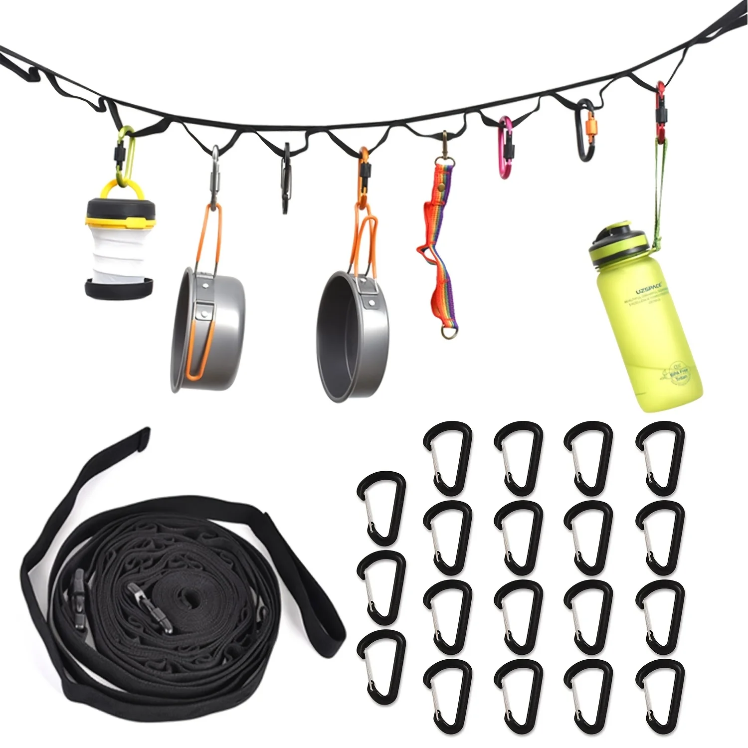 

Black Multifunctional Outdoor Camping Rope Hanging Items, And Drying. Suitable for Camping, Hiking, And Outdoor Tent Accessories