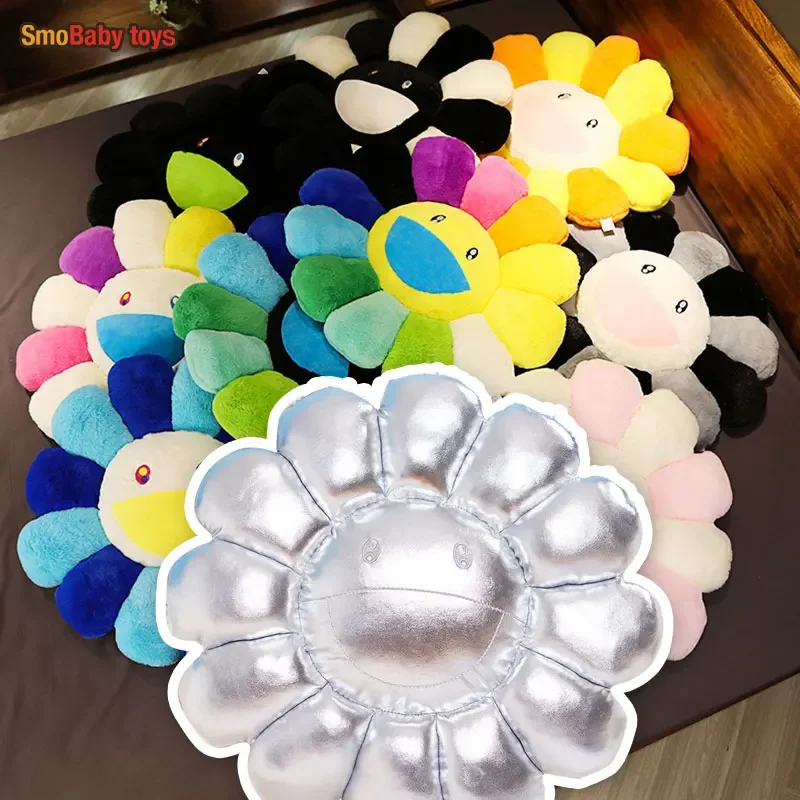 Colorful Sun Flower Plsuh Toy Pillow Cartoon Murakami Long Colorful Sun Flower Cushion Sunflower Flower Floor Mat