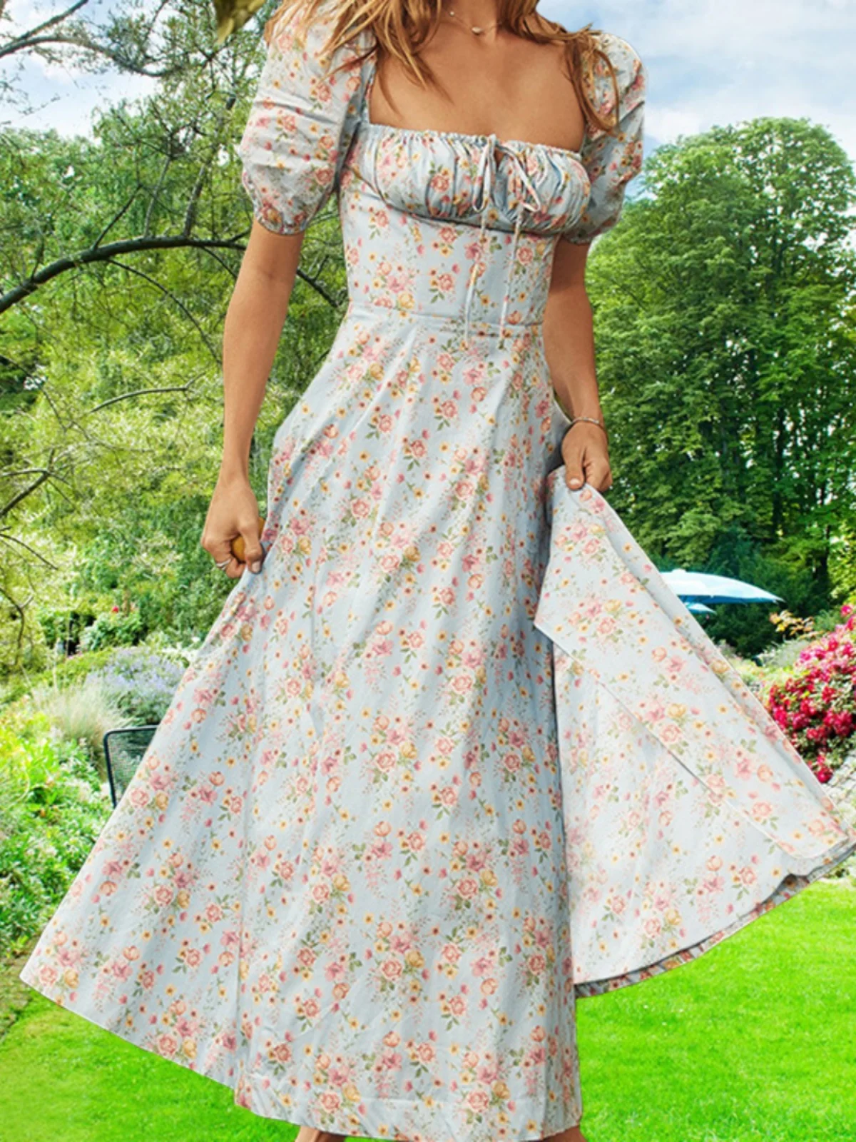 Bloemen Slim Fit Split Susp Dr Street Sle Losse taille ort Sve Lang Dr One schouderband Dr Summer Basic