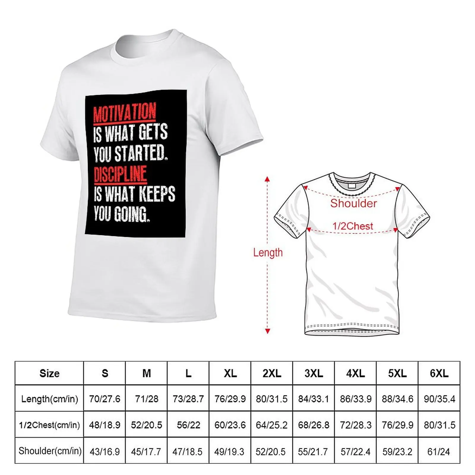 Motivation VS Discipline T-Shirt Minimalist Plain Crew Neck T-Shirt