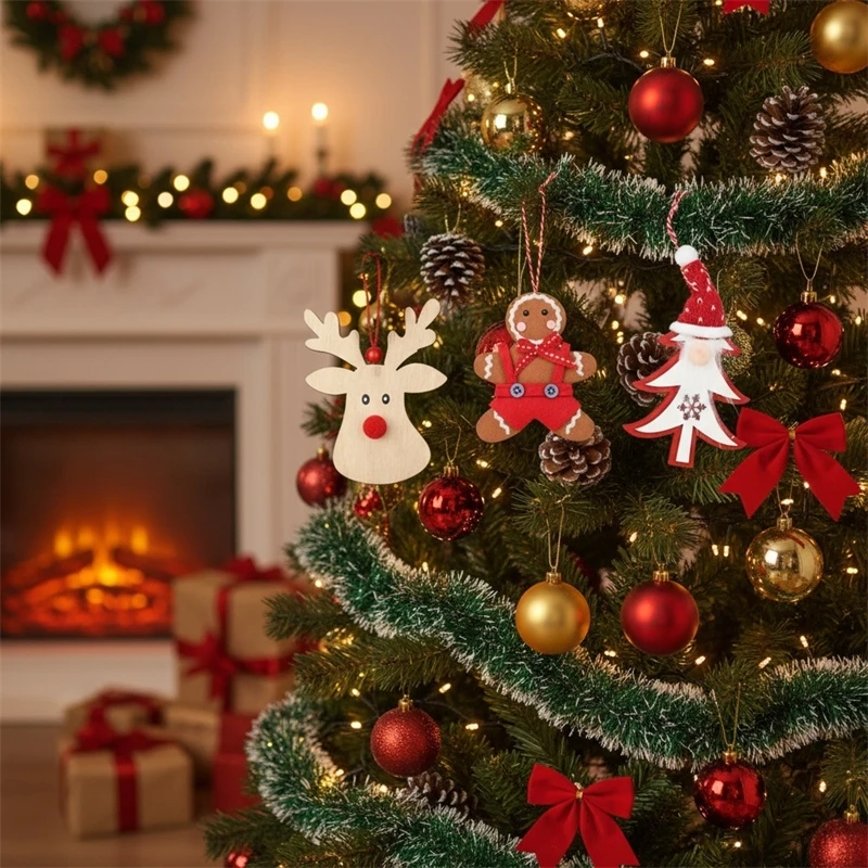 

Рождественский подвесной набор украшений с оленями для рождественской елки, праздничная сцена, домашний стол, каминный декор для семьи, детей, праздничный подарок
