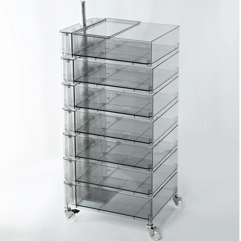 

Multi-layer living room bedside table plastic transparent rotatable cabinet room mobile storage cabinet