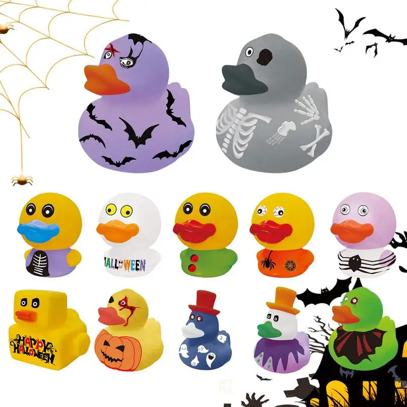 12 Pcs Car Halloween Rubber Ugly Ducks Dash Decor, Rubber Ducky Bath Toy, Bath Toy Floating Duck for Kids Party Favors Birthdays