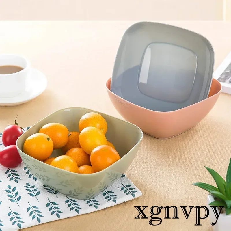 Xgnvpy Household Cutlery Square Fruit Bowl Salad Bowl Melon Seeds Fruit Bowl Small Snack Candy Tray Plastic Dried Fruit