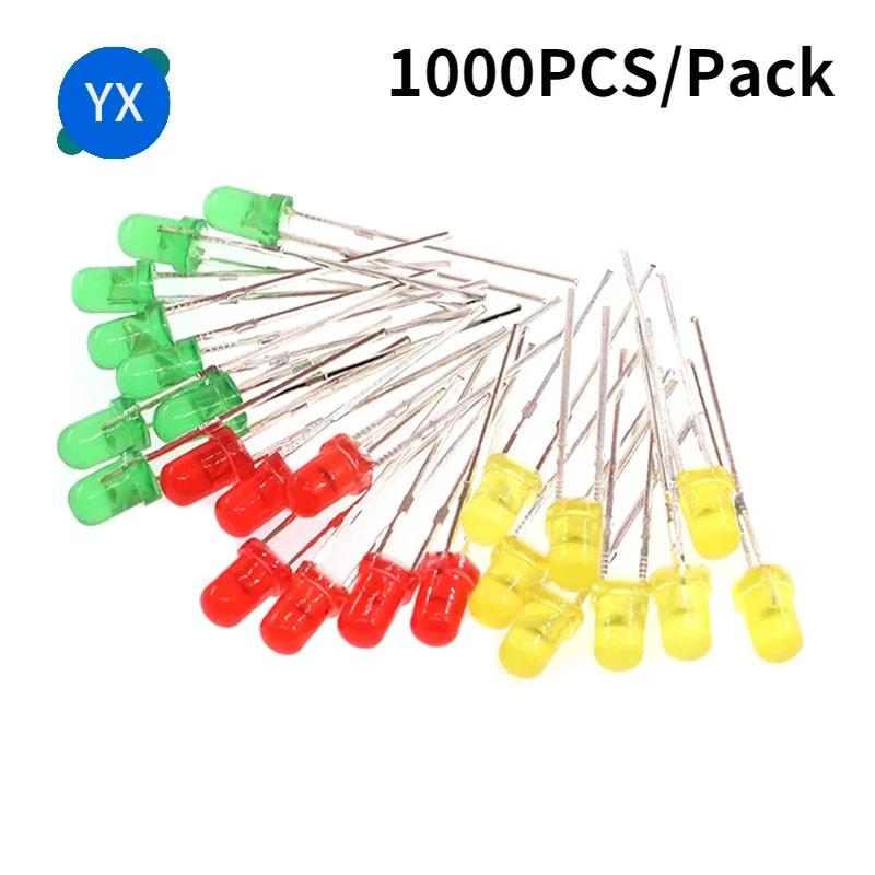 1000PCS/Pack Diameter 5mm Long Length LED Lamp Bead Bubble LED Red Green Yellow Blue White Straight Into The Whole Pack F5 LED