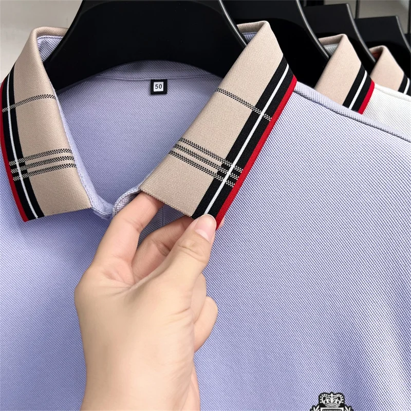 Neues Sommer-Herren-Poloshirt mit Kurzen Ärmeln, Kragen und Knöpfen, Luxuriöse Buchstaben-Stickerei, Lässiger Vielseitiger Jugendlicher Preppy-Stil Herrenbekleidung – Detail 6