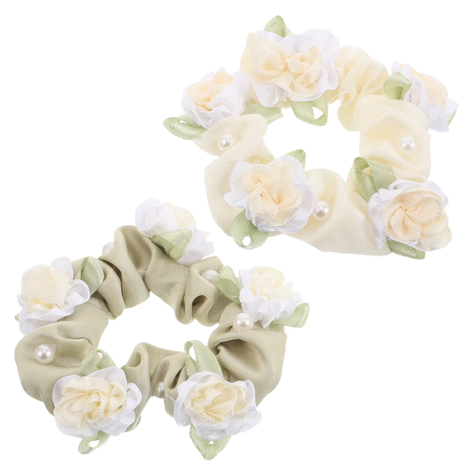 

2Pcs Flower Hair Ties Scrunchies Elastic Hair Bands Teal White Comfortable All-Day Wear for Women's Buns Ponytails