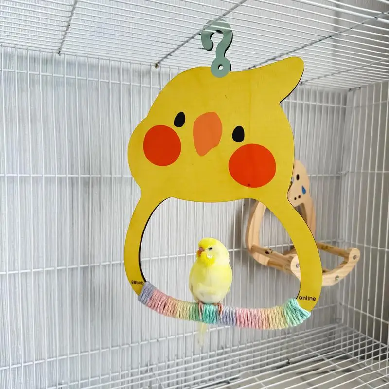 Cockatiel Swing Parakeets Cage Bird Swing Toy Wooden Perch Colorful Beak-Grinding Exerciser Habitat Decoration for Lovebird