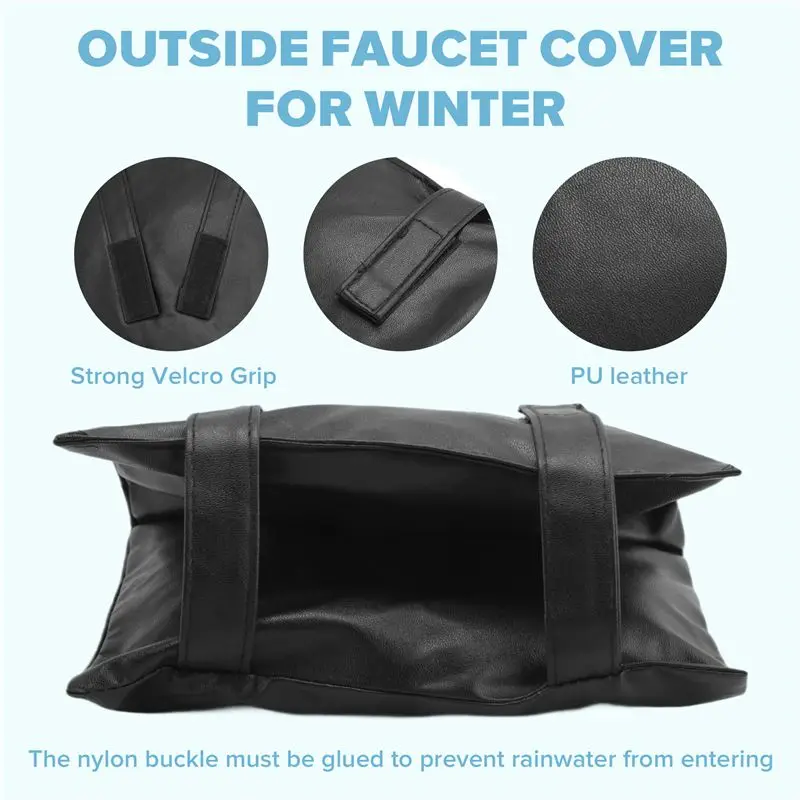 ABWR-Insulated Outside Tap Cover Winter Frost Protector Outdoor Weather Jacket Garden Faucet Cover Leather