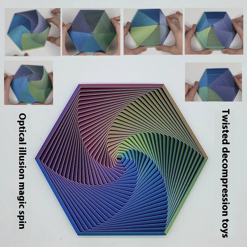 Jouet hexagonal Anti-Stress Portable, jeu sensoriel en spirale fractale pour la pleine conscience et la méditation