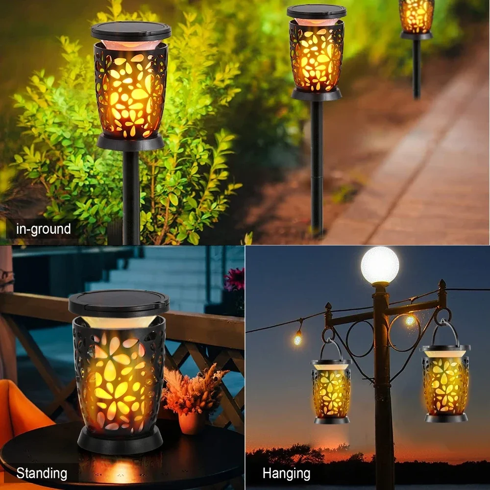 96 LED Solar Lights Outdoor Solar Torches Lights IP65 Waterproof Hanging Lantern Auto On/Off Garden Driveway Pathway Landscape