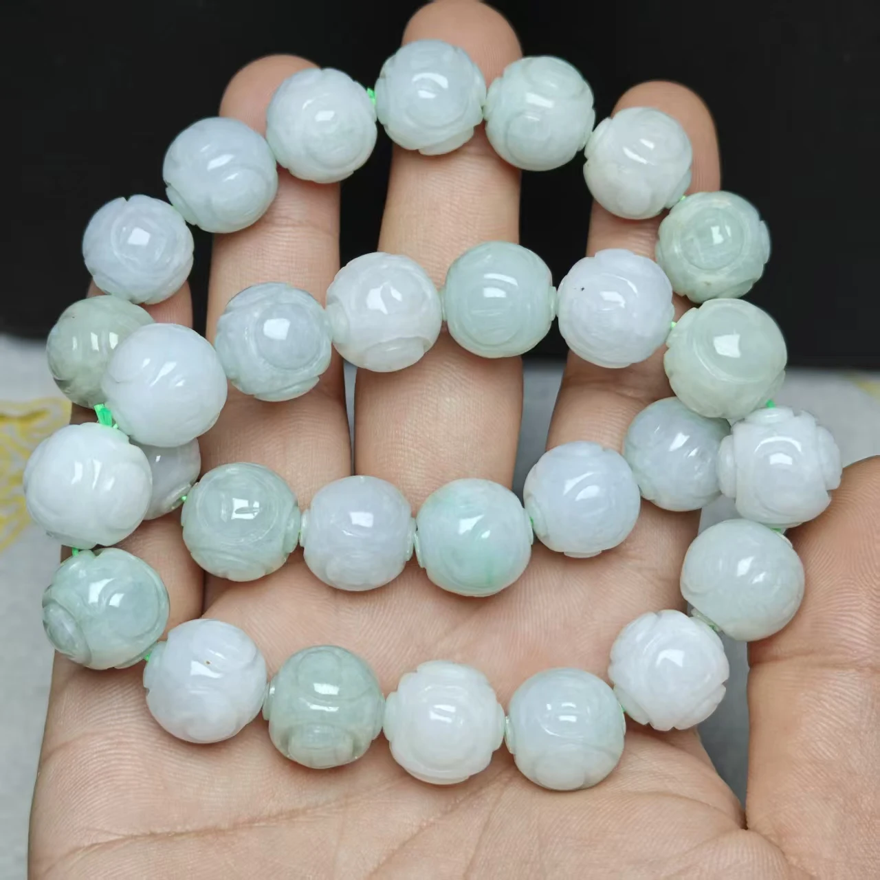 Xingyu Natürliche AAA Burma Jadeit Jade Ruyi Geschnitzte Perlen Armband Glatter Schmuck Mysteriöser Edelstein Geschenk – Detail 4