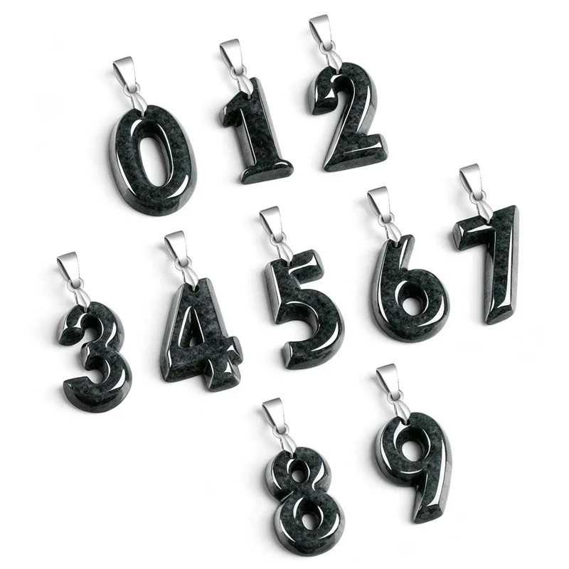 Natural A-grade Jade Rooster Pendant Necklace S925 Silver-Plated Steel Titanium Hip-Hop Style Arabic Numerals Memorial Jewelry