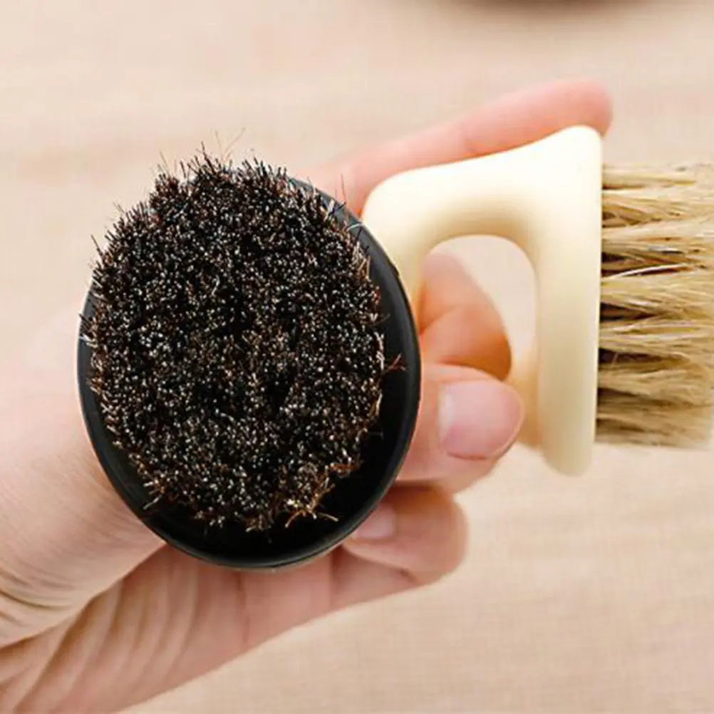 2Pcs Men Beard Brush Natural Bristles Portable Compact Design Evenly Distribute Balm Wax Gentle on Gift for Bearded
