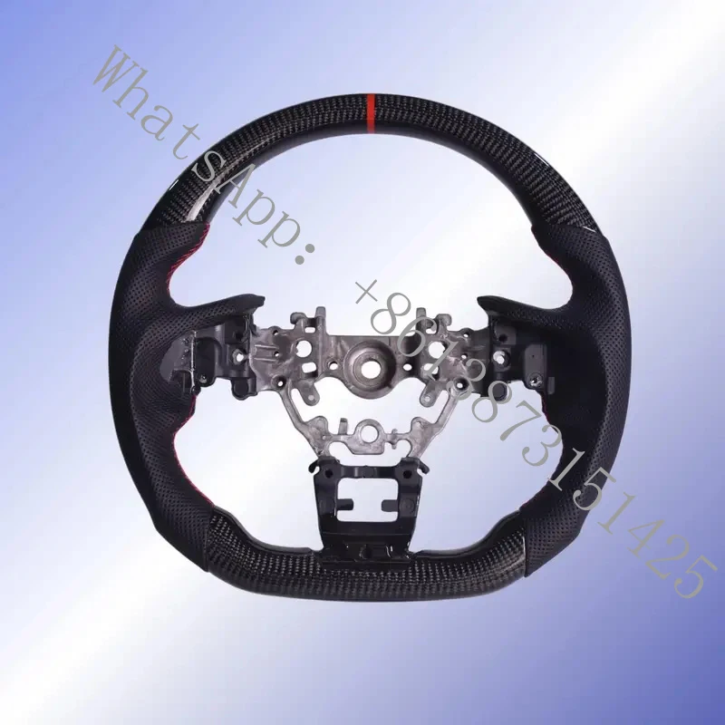 Suitable Glassy Carbon Fiber Steering Wheel WRX & WRX STI 2015-2021, D-shaped Flat-bottom Perforated Leather