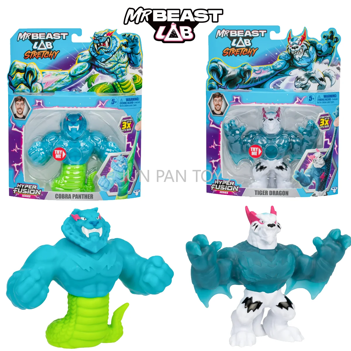 Figura Elástica Original de MrBeast Lab, Serie Hyper Fusion, Héroes de Goo Jit Zu, Tigre, Dragón, Cobra, Pantera, Juguete de Regalo para Niños