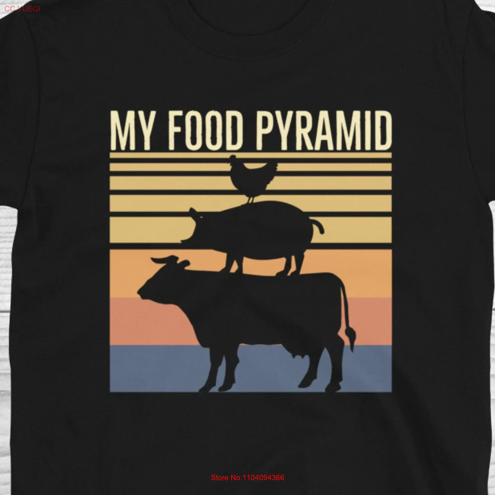 Meat Pyramid T Shirt Carnivore Food Lover Funny Chicken Pork Beef long or short sleeves