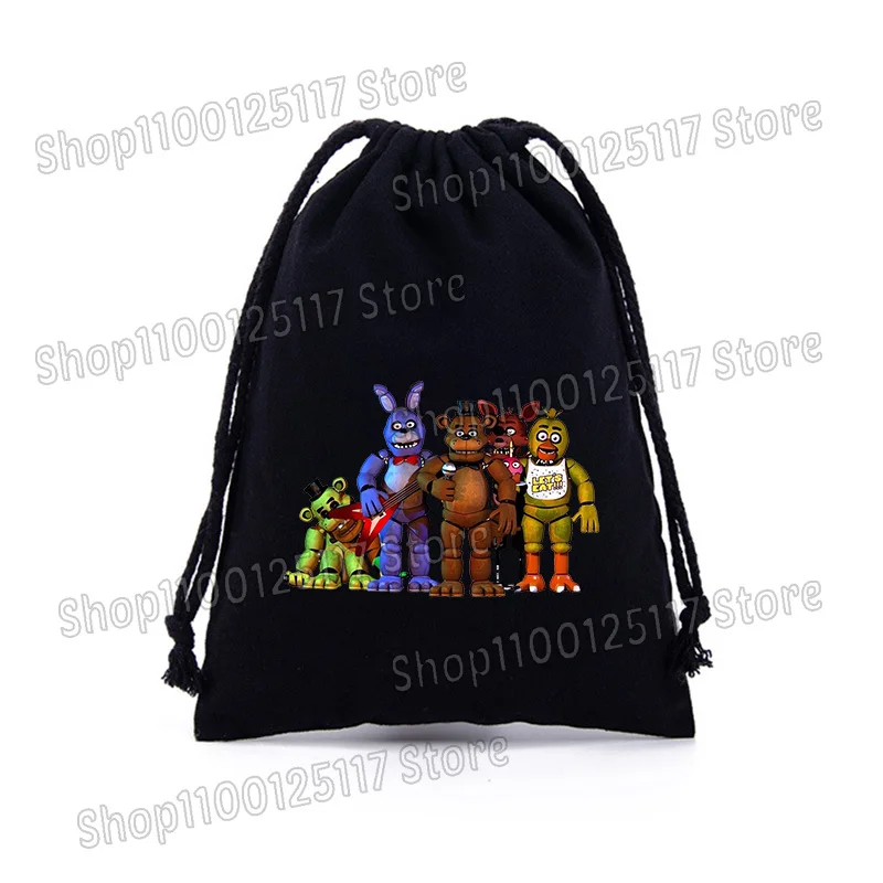 Fnafs Drawstring Bags Five Nights Freddys Anime Cartoon Makeup Candy Storage Bag Boys Girls Cool Cotton Bundle Pocket Gift Bags - view 5