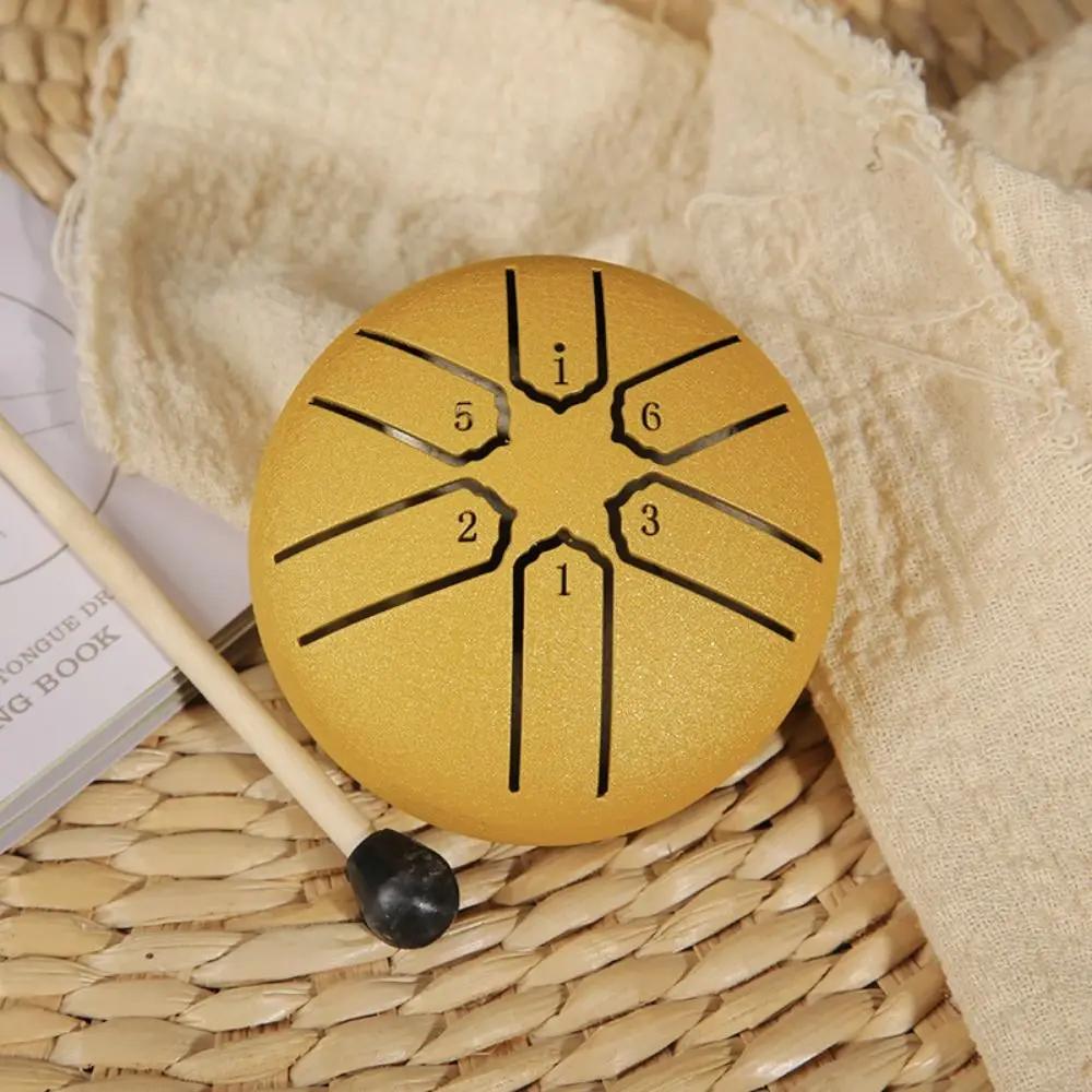 3 Inch Mini Steel Tongue Drum 6-Tone C Tuning Meditation Drum with Drumsticks Carrying Bag Ethereal Drum Hand Pan Drum