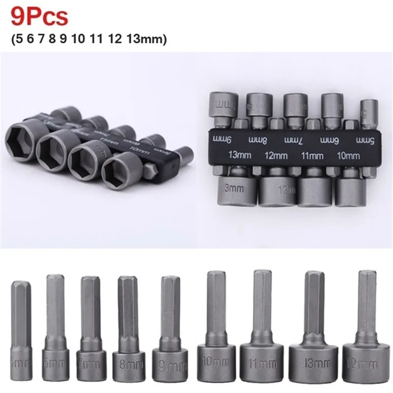 Lục Giác Bộ Tô Vít, Cờ Lê 1/4 ", Dụng Cụ, Adapter, 5 Đến 13Mm Mũi, Lục Giác Hạt Ổ Cắm