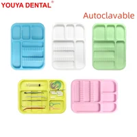 Bandeja Dental médica para instrumentos, bandejas planas de plástico Autoclavable, herramientas de dentista, organizador de gestión dividida, soporte de desinfección