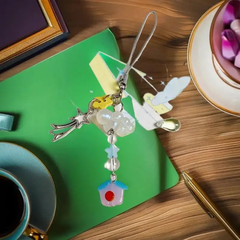 1/2 مجموعة جميلة سحابة المنزل ستارفال المحمول الحبل كيرينغ المعلقات محفظة المتدلية حقيبة الظهر الحلي المفاتيح هدايا احتفالية #4