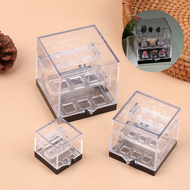 Small Acrylic Three Layer Raw Stone Storage Box Loose Stone Crystal Stone Storage Box Mineral Display Box Acrylic Display Rack