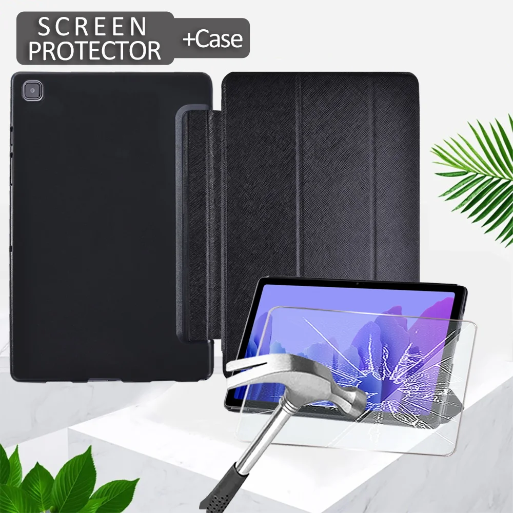 For Samsung Galaxy Tab A7  Lite 8.7"/A7 10.4" 2020 T500 T505 Leather Fold Stand Tablet Case+Tempered Glass for Tab A 10.1 2019