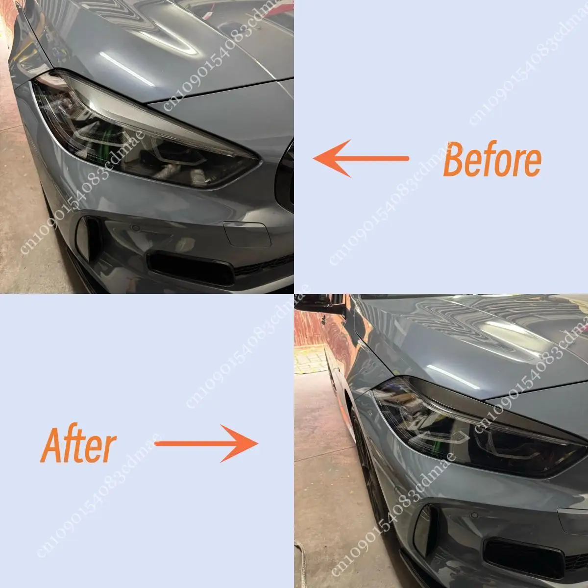 2PCS Front Headlight Evil Eyebrows Eyelid Lid For BMW 1 Series F40 2019-2024 Air Vent Headlamp Cover 3D Sticker Body Kits Tuning