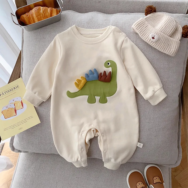 

Rompers Baby Spring Autumn Baby Onesie Three-color Tentacles Dinosaur Long Sleeve Full Moon Outing Newborn Crawling Clothes