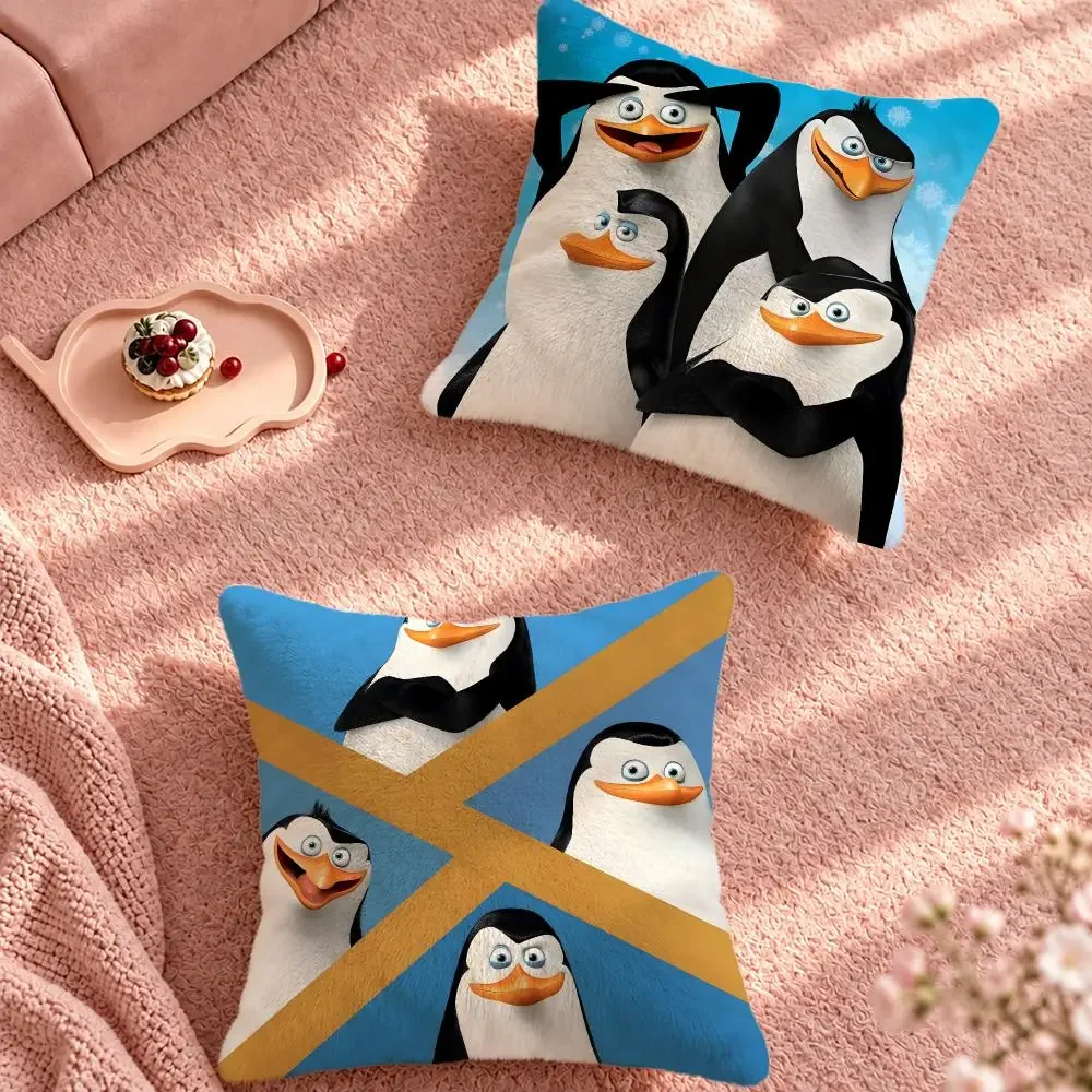 Movie Comedy Penguins Madagascar Cushion Cover Cute Cartoon Throw Pillow Cover Soft Plush Cushion Cover Sofa Bedroom Home Decor