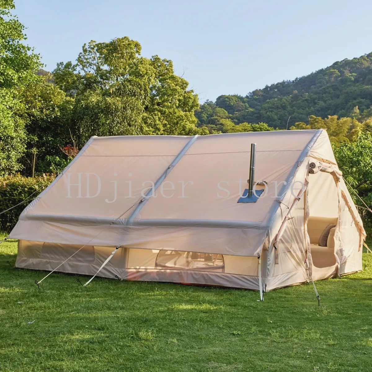 

Outdoor Waterproof Inflatable Camping Tent - House-Style with Stove Hole for Camping Trips