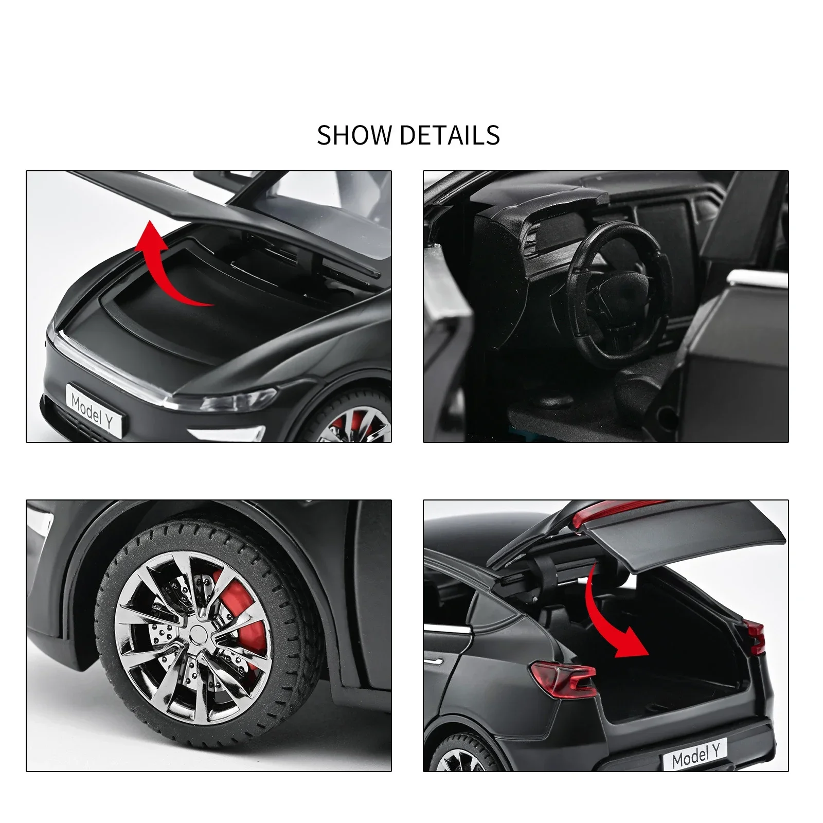 1:32 모델 Y 신형 합금 자동차 모델 사운드 및 라이트 풀백 어린이 장난감 수집품 생일 선물