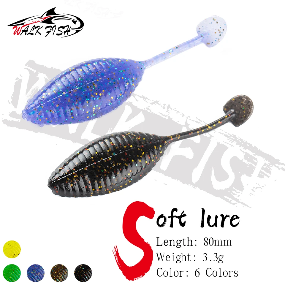 WALK FISH 6PCS Schwimmende Weiche Köder TPR 80mm 3,3g Für Angeln Lockt Angeln Wurm Bass Pike minnow Swimbait Jigging Kunststoff Köder