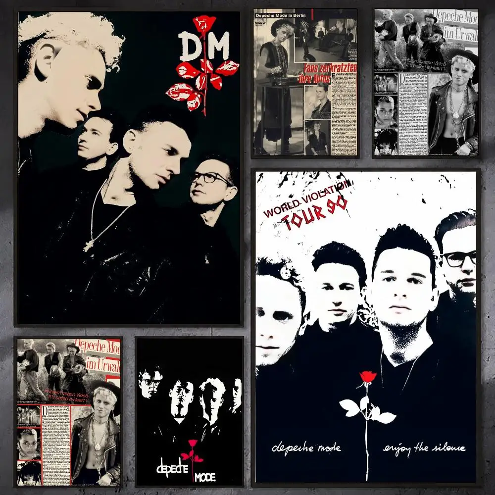 D-Depeche Mode Rock Band Poster Waterproof Sticky Wall Art Print For Bedroom Living Room Hallway Bar Home Decor