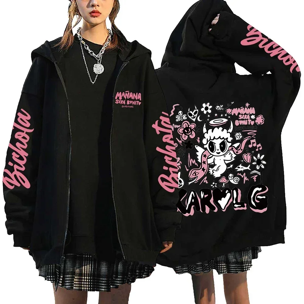 Karol G Zipper Hoodies Manana Sera Bonito Sweatshirts Y2k Clothes Men Women Casual Hooded Pullover Top Hip Hop Streetwear Unisex